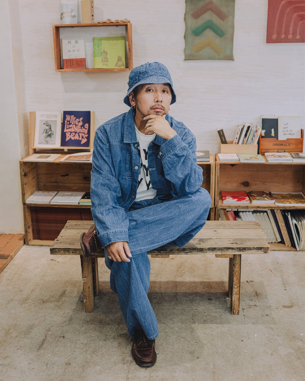 Painter pants (6.5oz selvedge denim)Pinst★ripe / BIFF-6.5oz★ (Blue Denim ★Onewash )