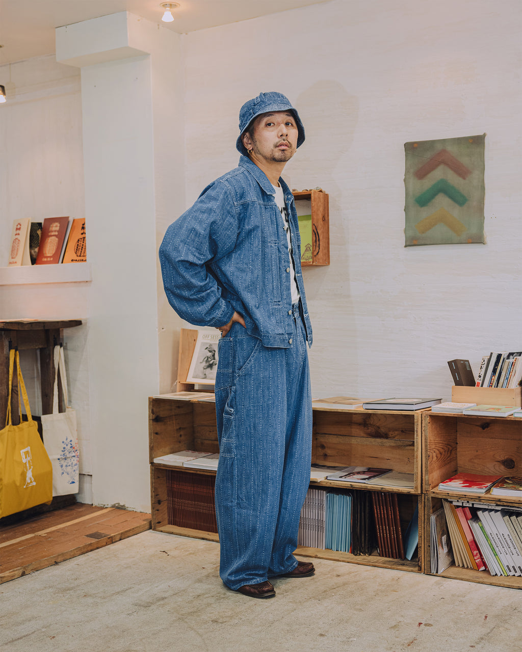 Painter pants (6.5oz selvedge denim)Pinst★ripe / BIFF-6.5oz★ (Blue Denim ★Onewash )