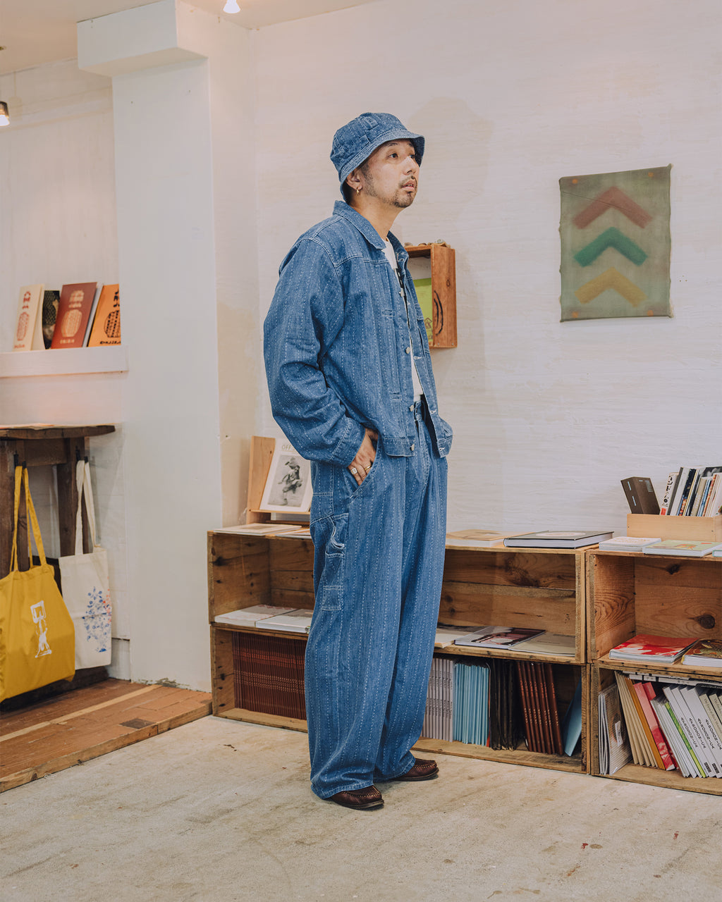 Painter pants (6.5oz selvedge denim)Pinst★ripe / BIFF-6.5oz★ (Blue Denim ★Onewash )