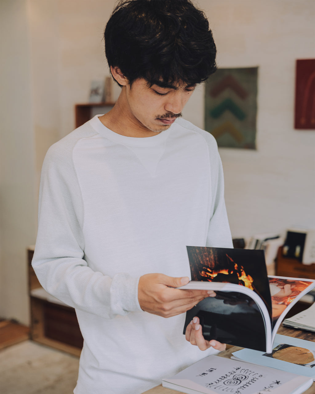 Honeycomb Thermal Freedom L/S Tee / Nelson (White×Gray)