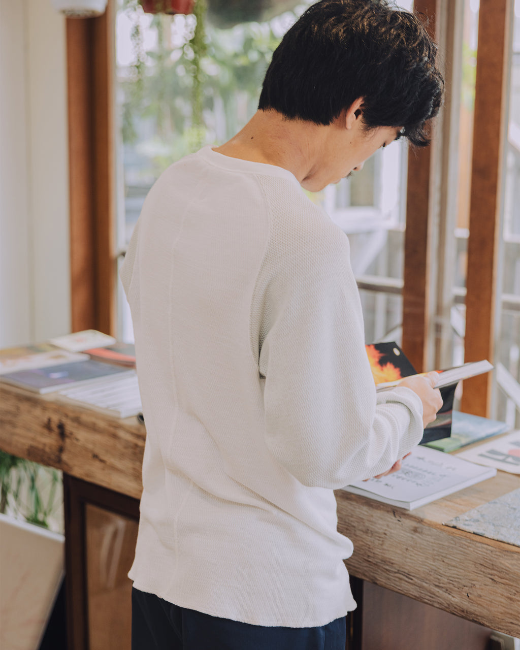 Honeycomb Thermal Freedom L/S Tee / Nelson (White×Gray)