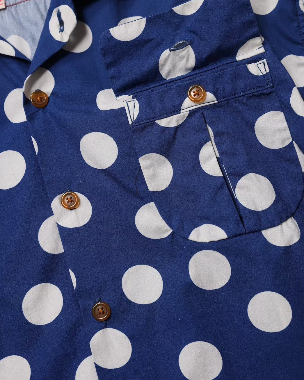 Polka dot open collar shirt / Herb (Red)
