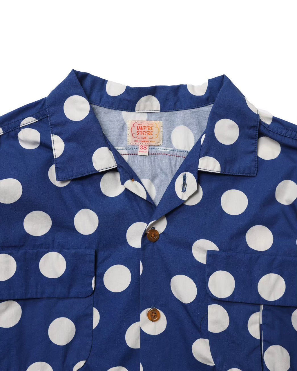 Polka dot open collar shirt / Herb (Red)