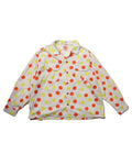 Polka dot open collar shirt / Herb (White)