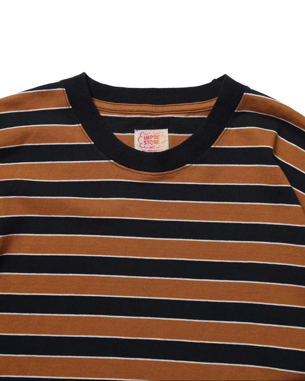 Border rib long tee / Marron (茉莉花”JJ")