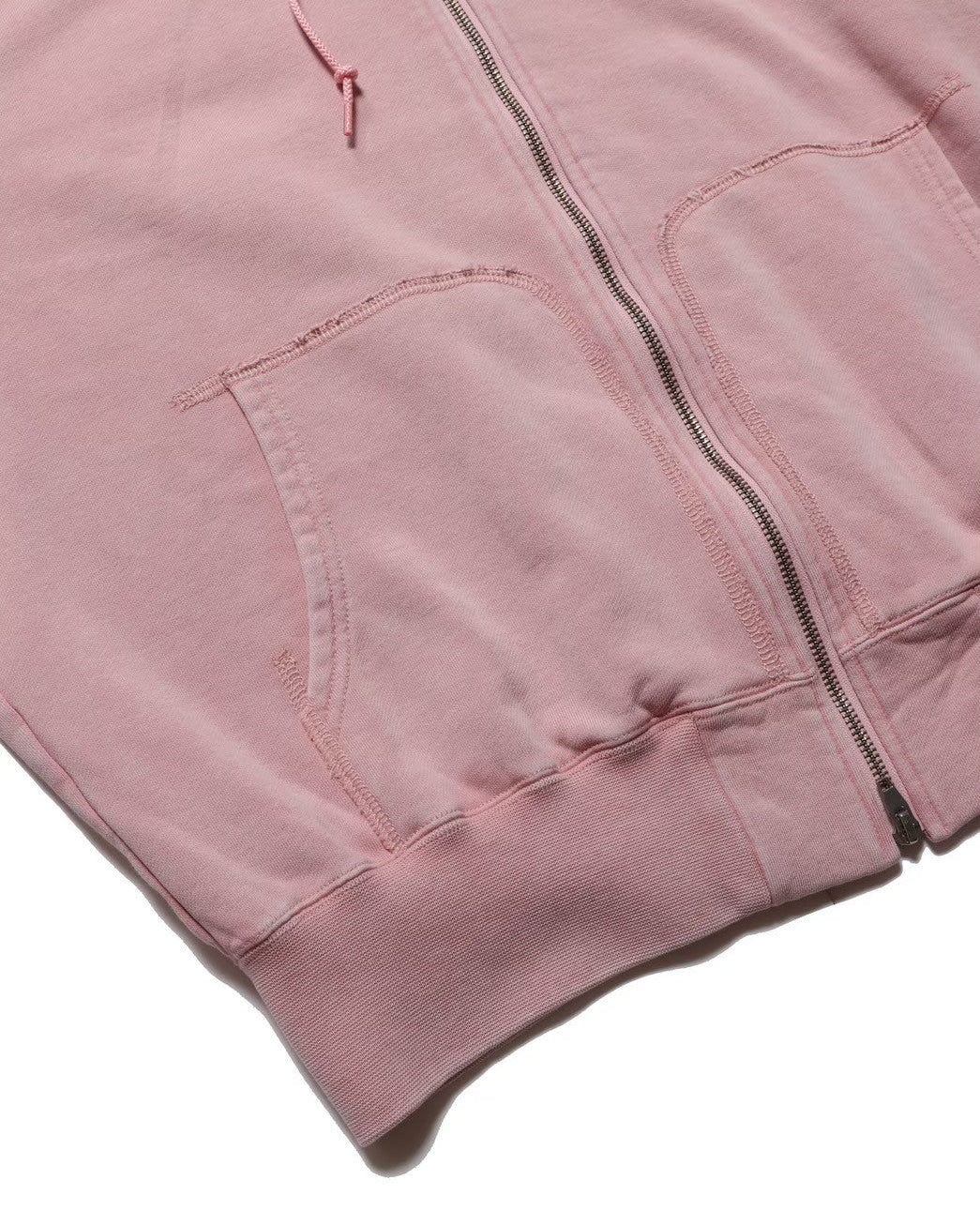 Zip hoodie separate pocket / Thompson-paint splattered ( faded Pink)