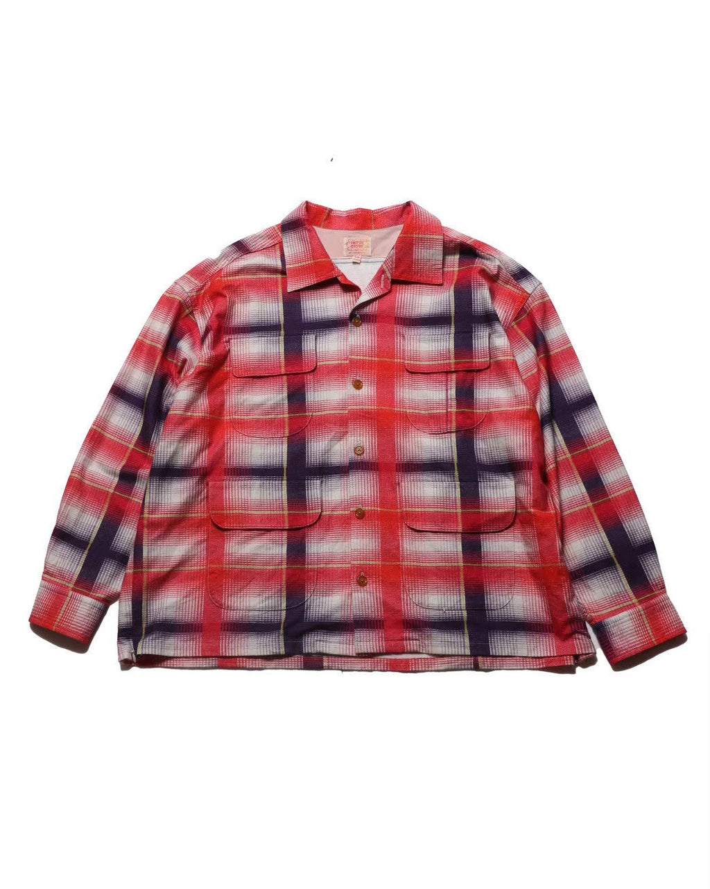 Printed flannel shirt / J.FOX (RED/Navy)