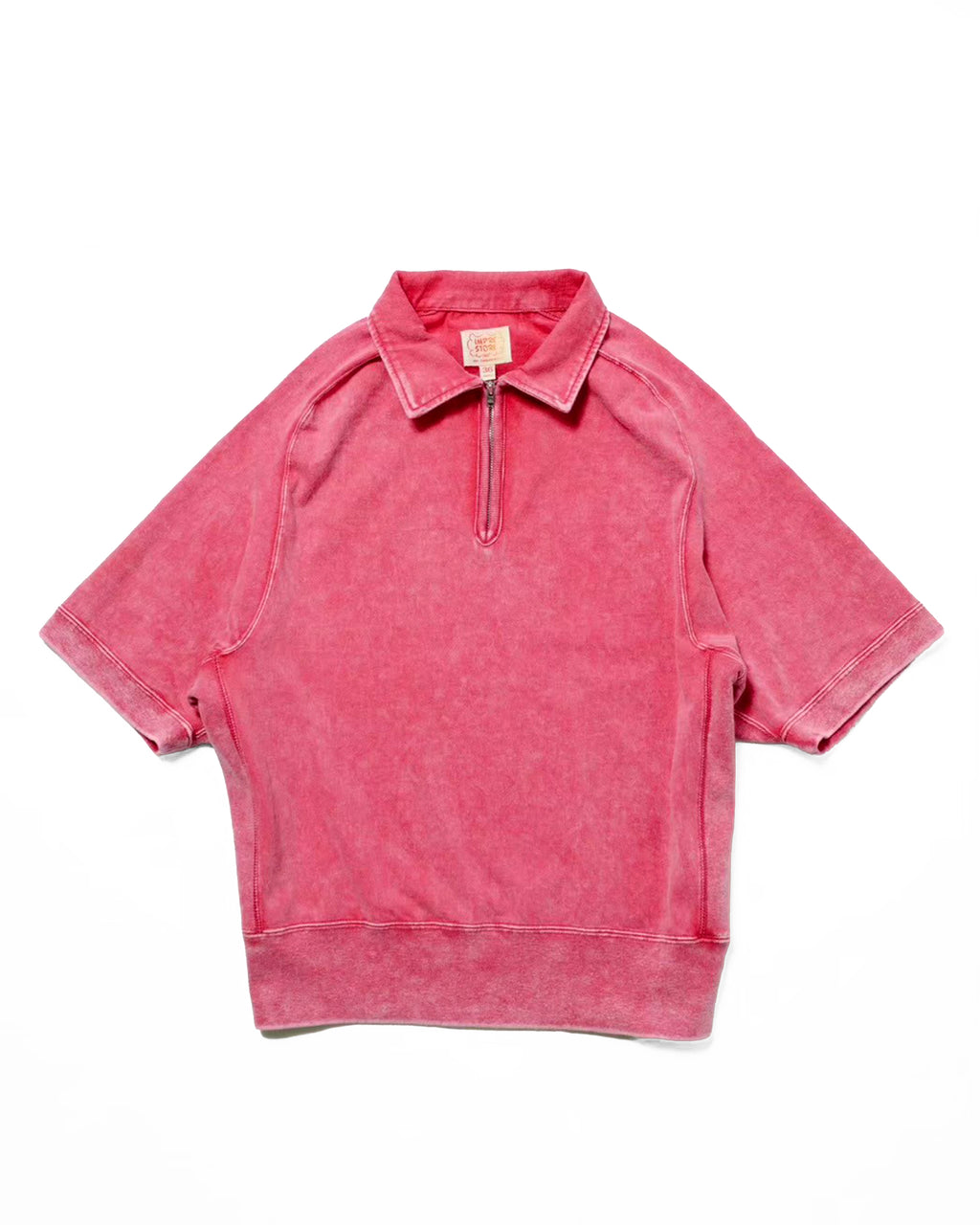 short sleeve harf zip sweat t polo / Blooper (Red)