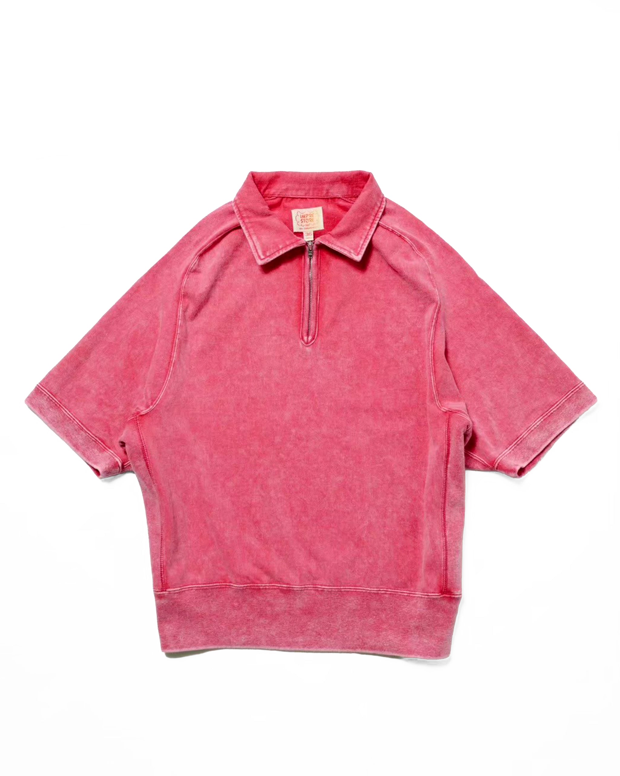 short sleeve harf zip sweat t polo / Blooper (Red)