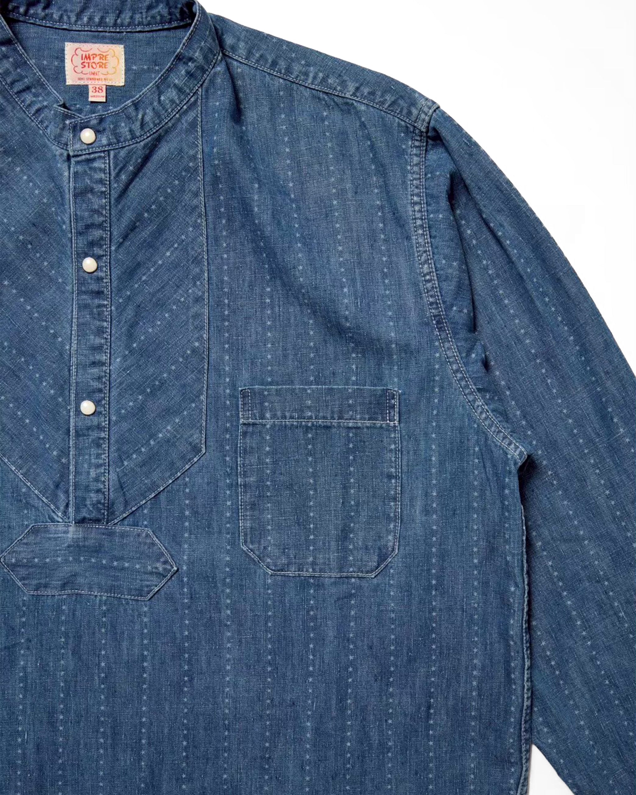Fisherman Shirt(5.5ozPOPLIN)Pinst米ripe / Riceman★(Onewash)