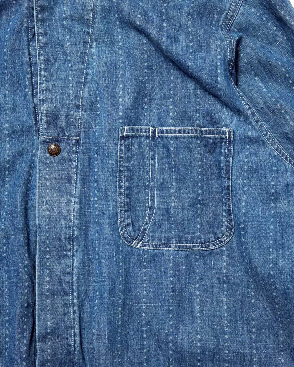 Shop coat(6.5oz selvedge denim)Pinst★ripe / Mario-6.5oz★ (Vintagewash)