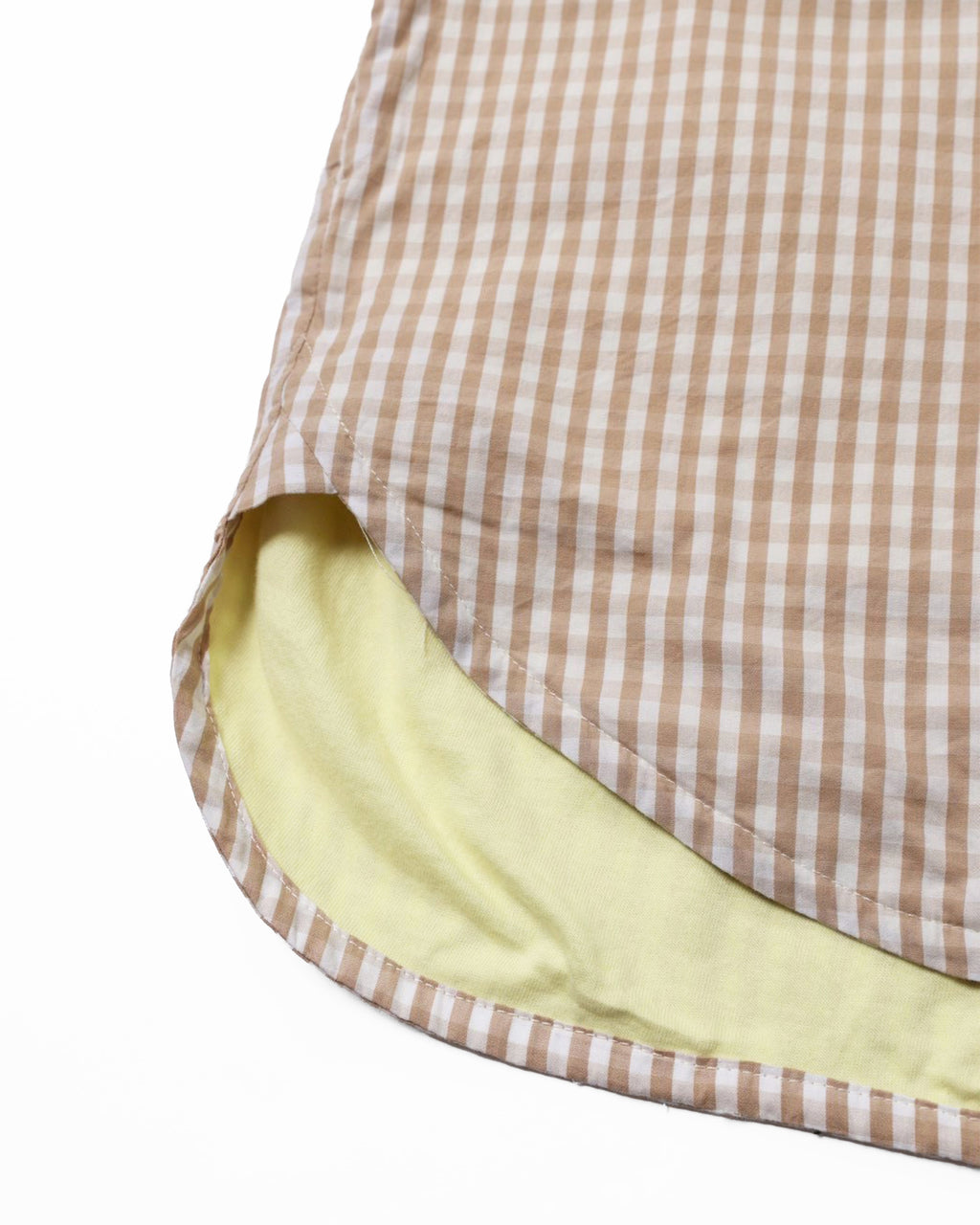 gingham check B/D shirts with lining / Tim (Beige)