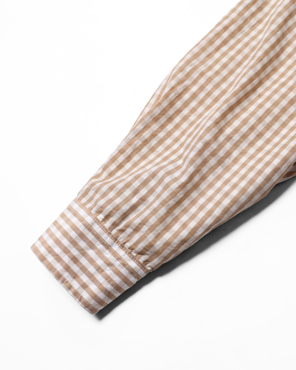 gingham check B/D shirts with lining / Tim (Beige)