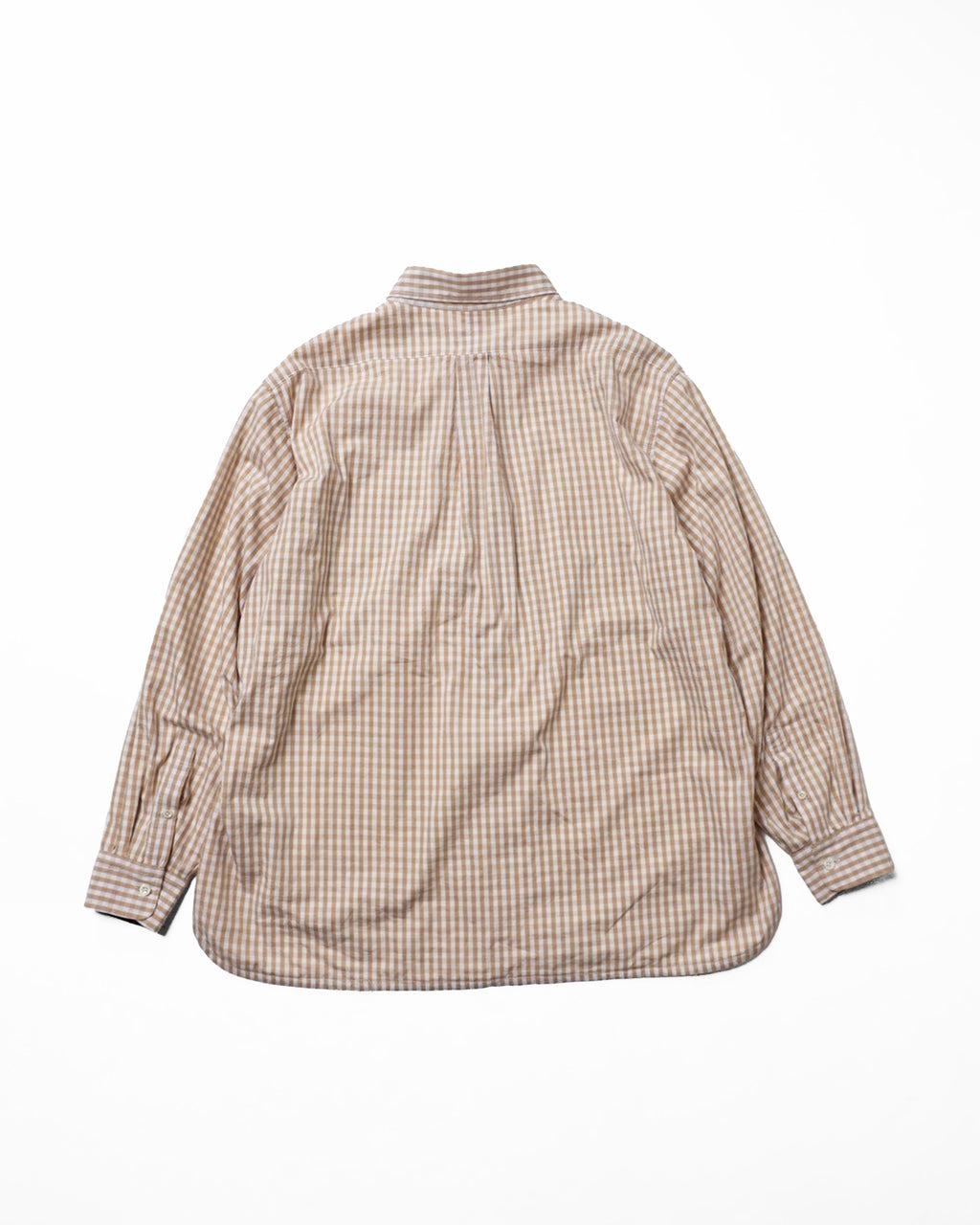 gingham check B/D shirts with lining / Tim (Beige)