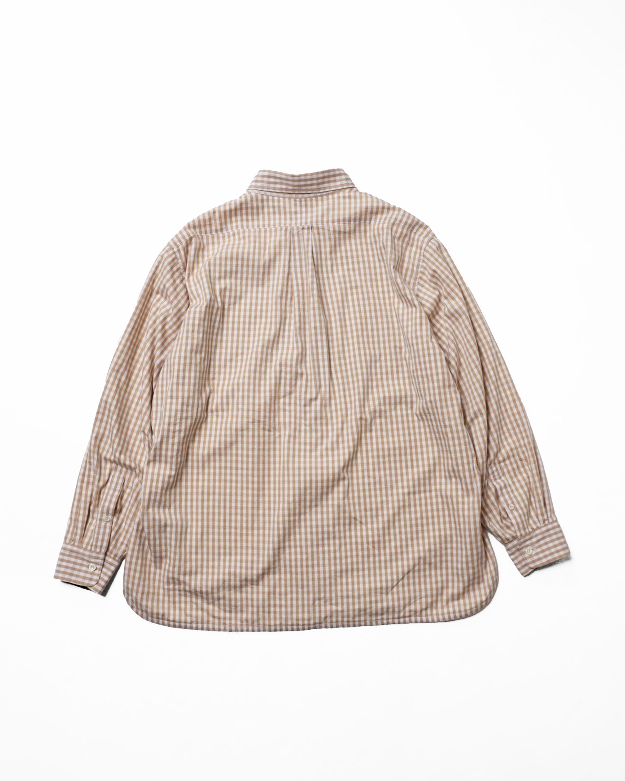 gingham check B/D shirts with lining / Tim (Beige)