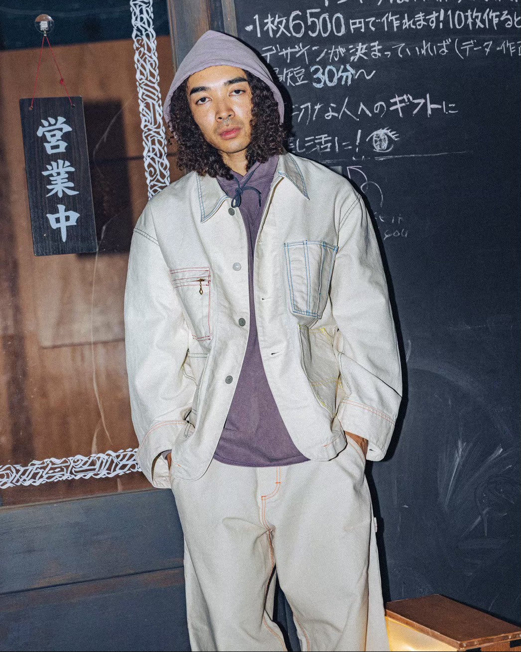 Short length coveralls / Glover ( White Denim)