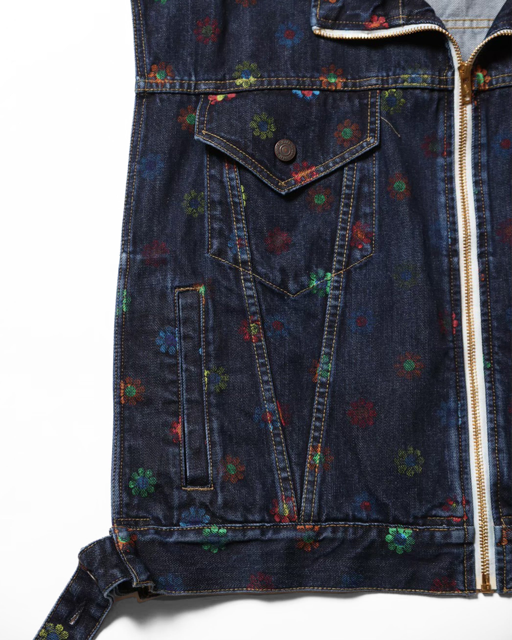 FlowerDenimTruckerVest／Taylor.FW (SMOKEBLUE)