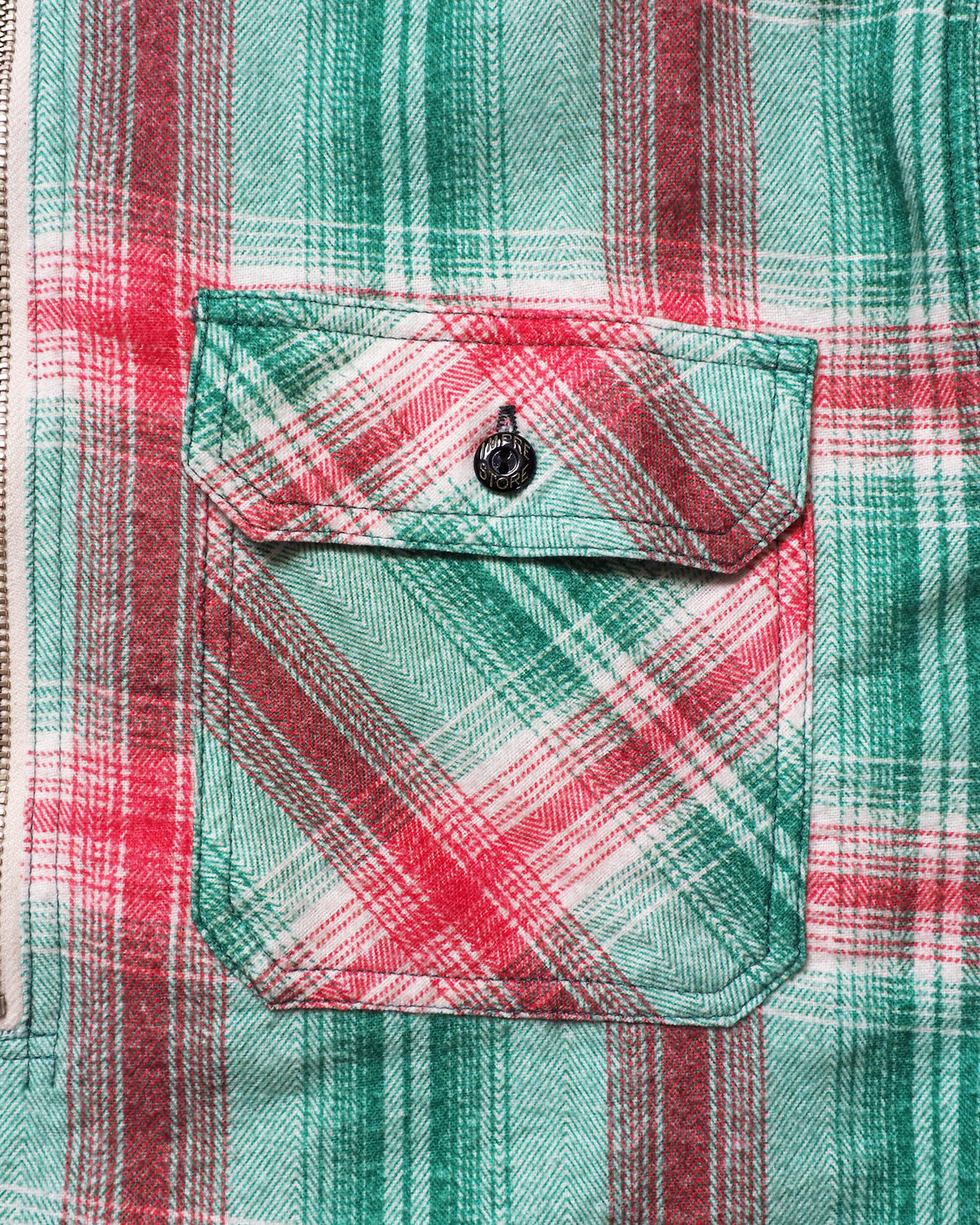 Flannel Half-Zip Shirt / Dylan (Green×Red)