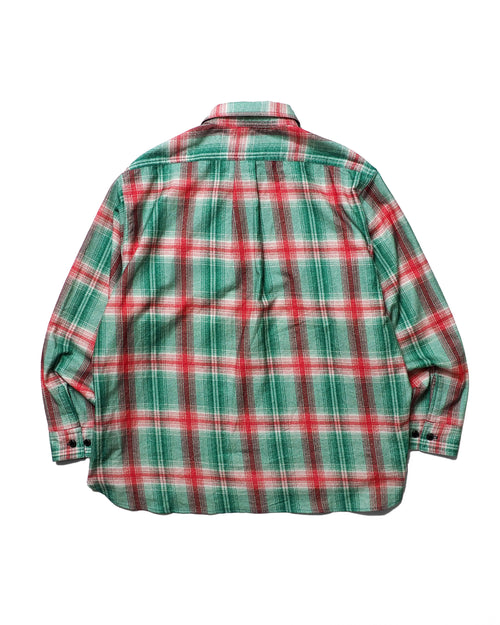 Flannel Half-Zip Shirt / Dylan (Green×Red)