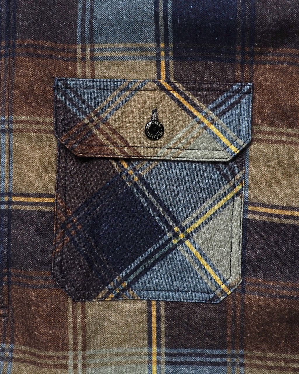 Flannel Half-Zip Shirt / Dylan (Navy×Brown)