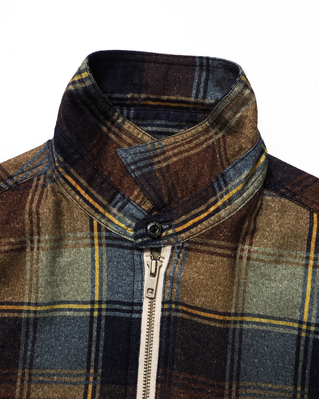 Flannel Half-Zip Shirt / Dylan (Navy×Brown)