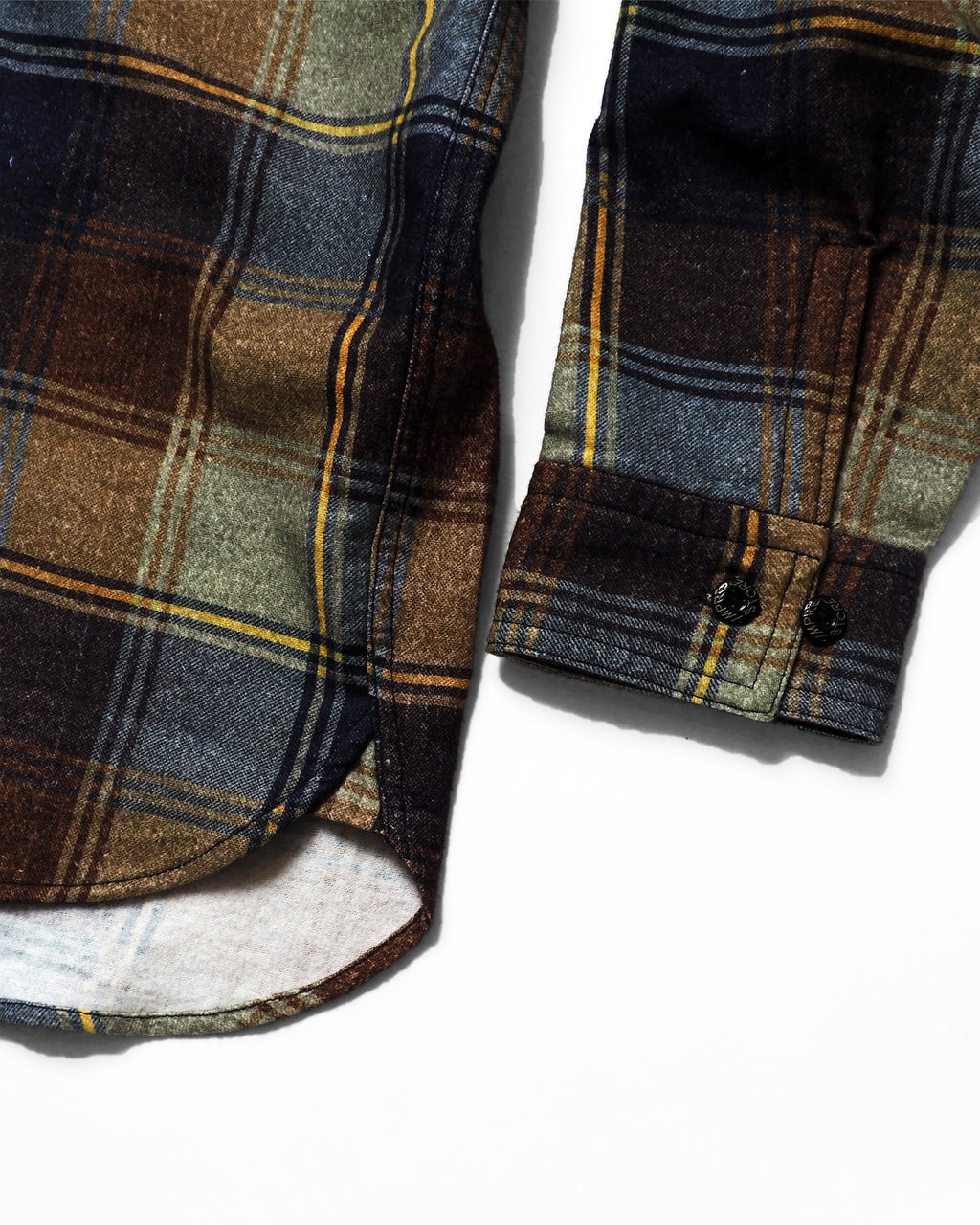 Flannel Half-Zip Shirt / Dylan (Navy×Brown)
