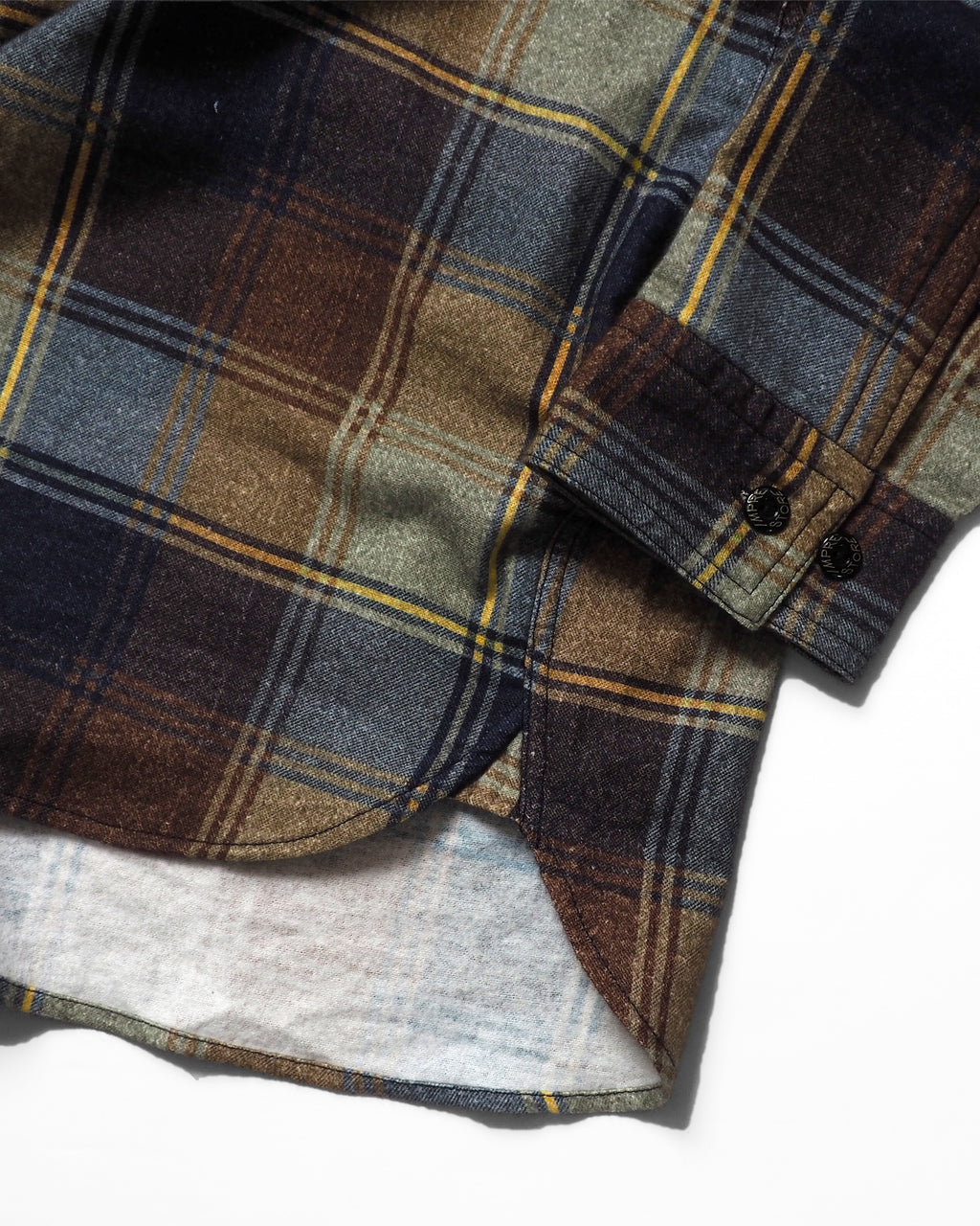 Flannel Half-Zip Shirt / Dylan (Navy×Brown)