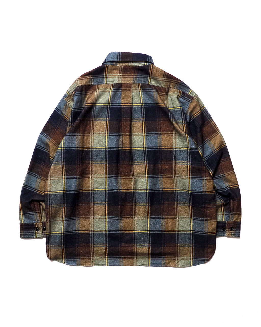 Flannel Half-Zip Shirt / Dylan (Navy×Brown)