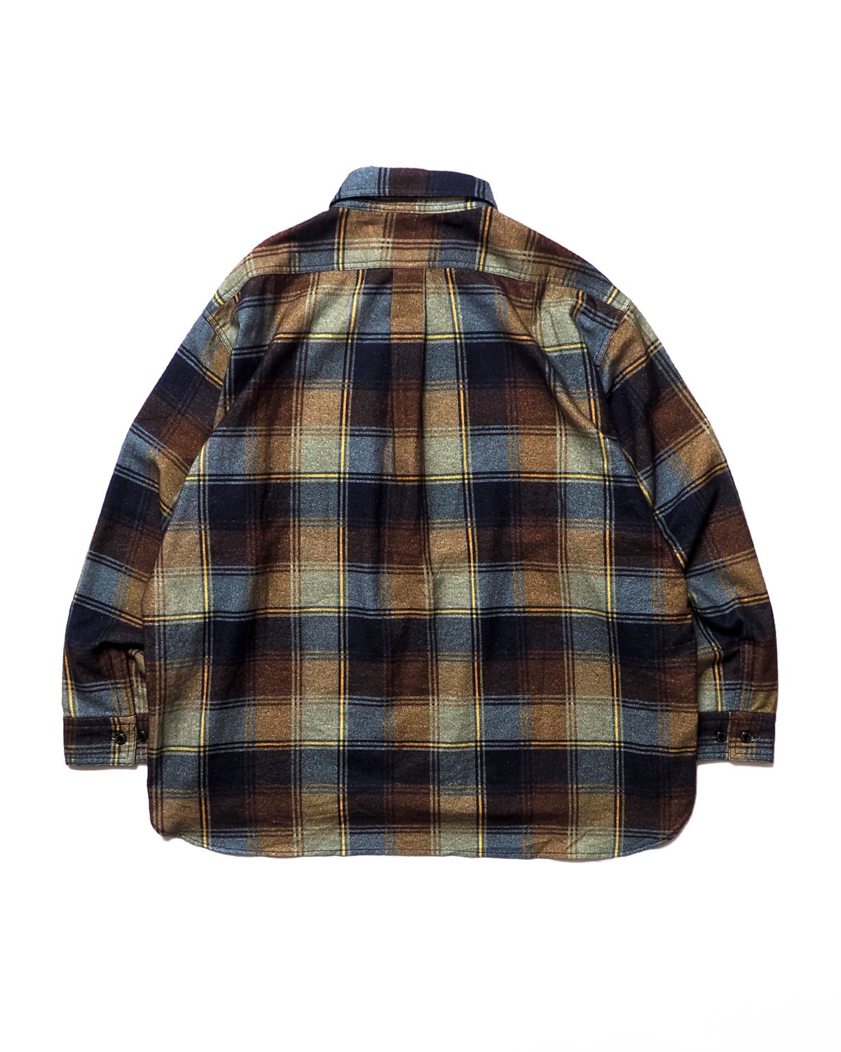 Flannel Half-Zip Shirt / Dylan (Navy×Brown)
