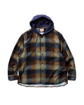 Flannel Hooded Shirt / Springsteen (Navy×Brown)