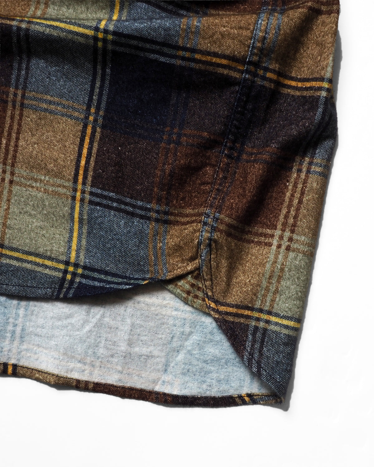 Flannel Hooded Shirt / Springsteen (Navy×Brown)