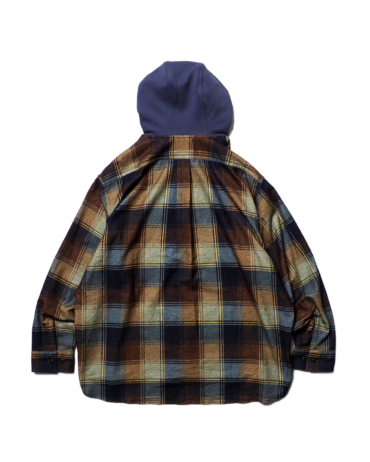 Flannel Hooded Shirt / Springsteen (Navy×Brown)