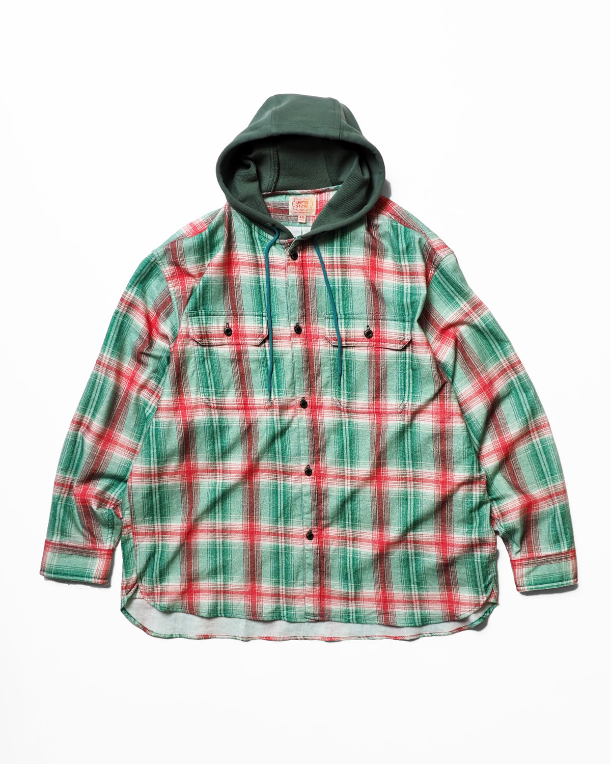 Flannel Hooded Shirt / Springsteen (Green×Red)