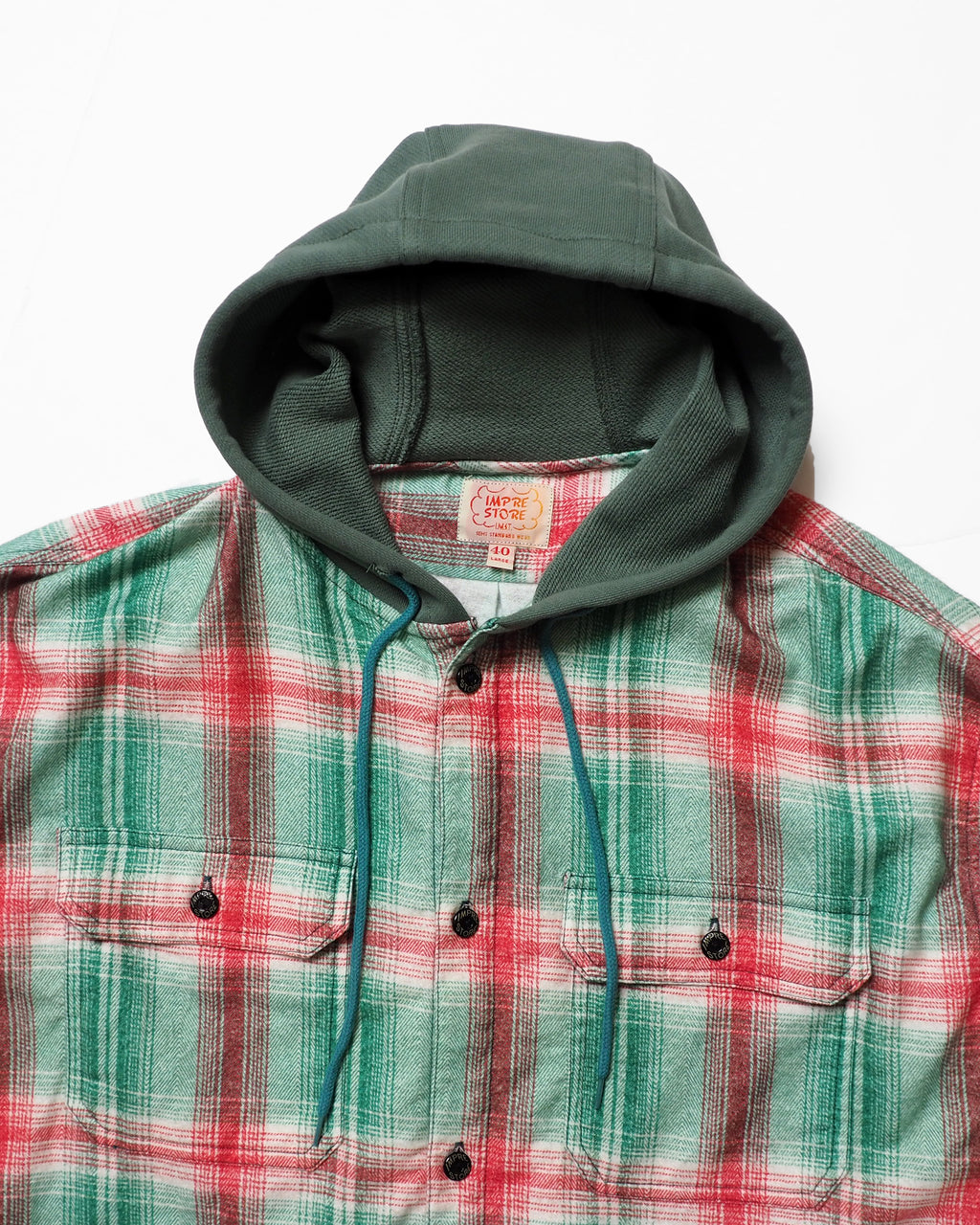 Flannel Hooded Shirt / Springsteen (Green×Red)