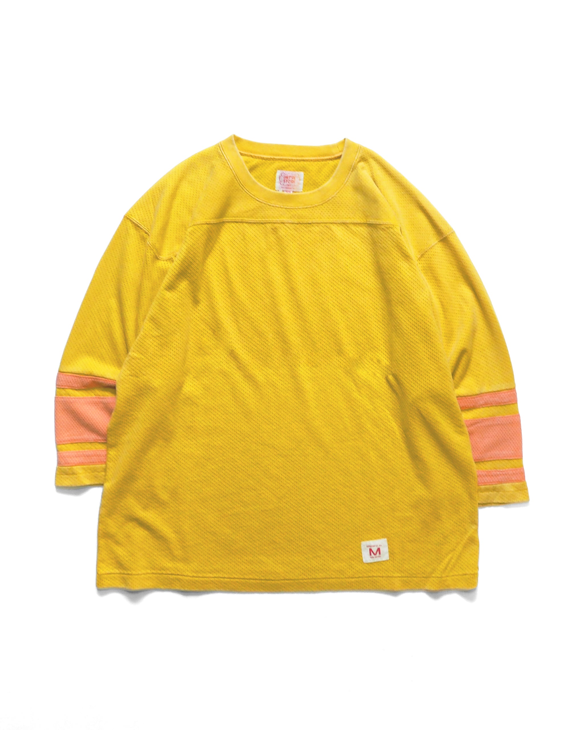Football 3/4sleeves with sleeve lines / Bull-mesh t-cloth V.D (faded Yellow)