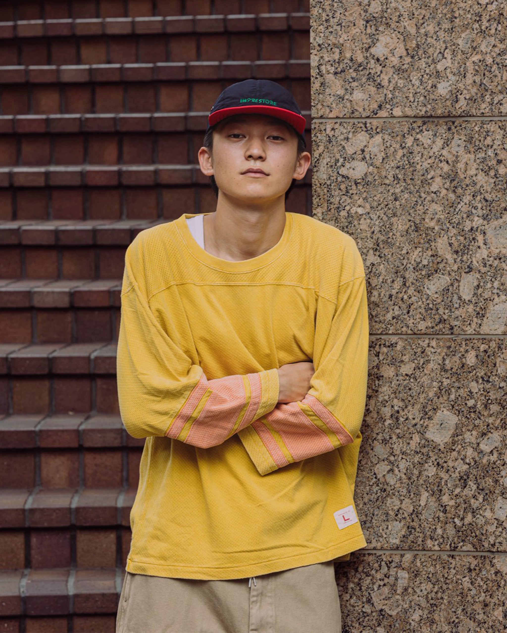 Football 3/4sleeves with sleeve lines / Bull-mesh t-cloth V.D (faded Yellow)
